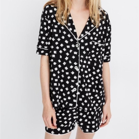 Madewell Other - Madewell Black and White Bedtime Cat Person Cat Pajamas Pajama Short Set S